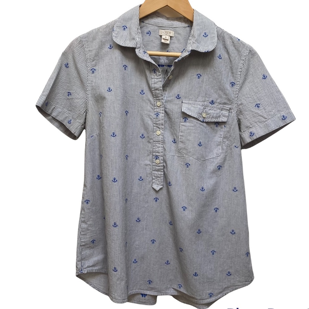 J Crew Factory Anchor Popover Shirt Size M